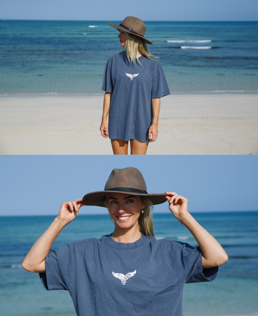 WHALE EXPEDITION - OVERSIZED TEE - FADED INDIGO