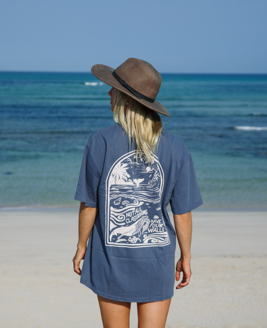 WHALE EXPEDITION - OVERSIZED TEE - FADED INDIGO